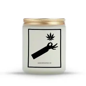 "Duftkerze Cannabis mit Hand"